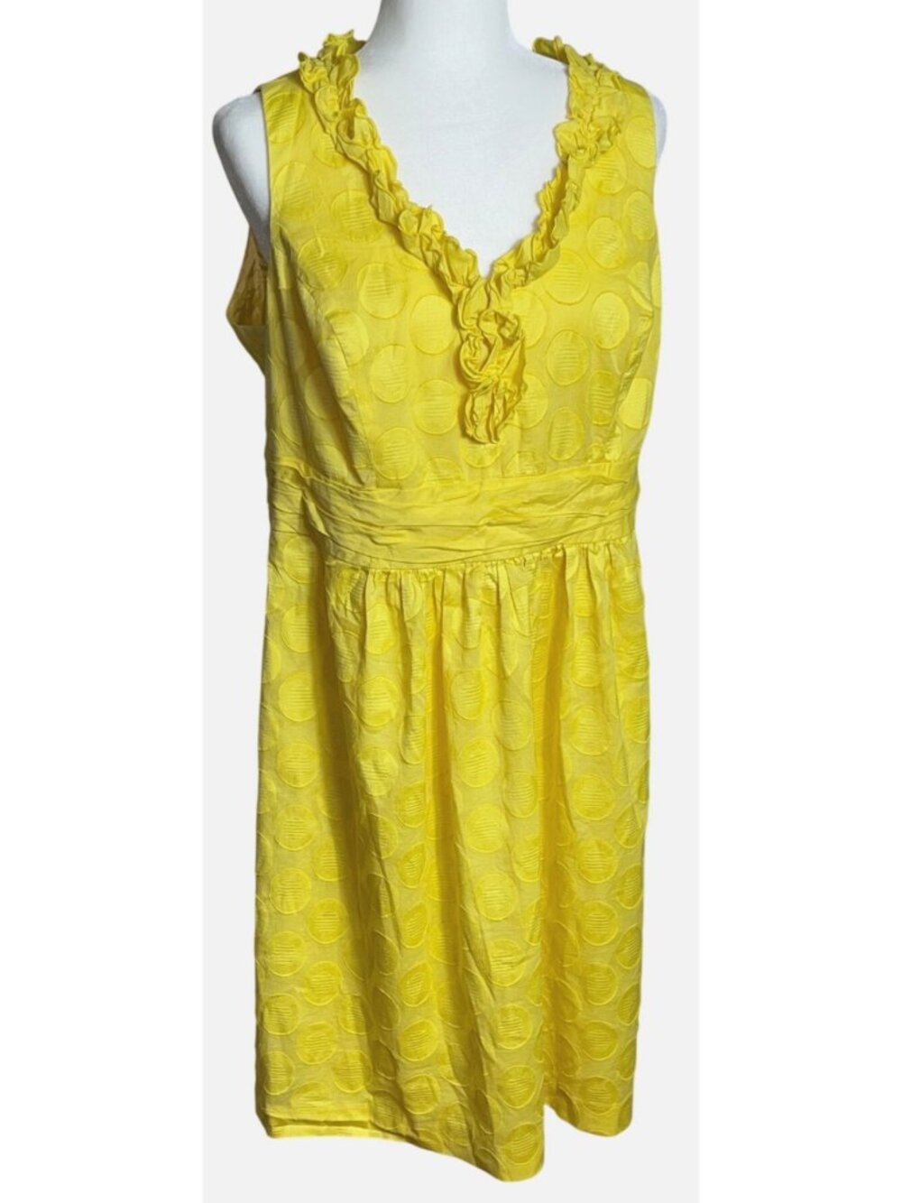 Bright Yellow Dress Fit Flare Retro 50s Twee Wedding Guest Brunch Casual Wom 16